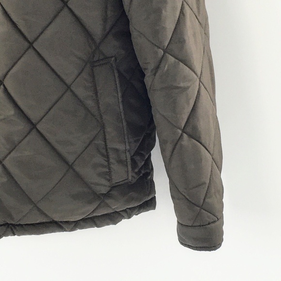 Cole Haan Mens Field Jacket Olive Green Quilted Sherpa Lined Zip Snap Front Sz S - Picture 9 of 15